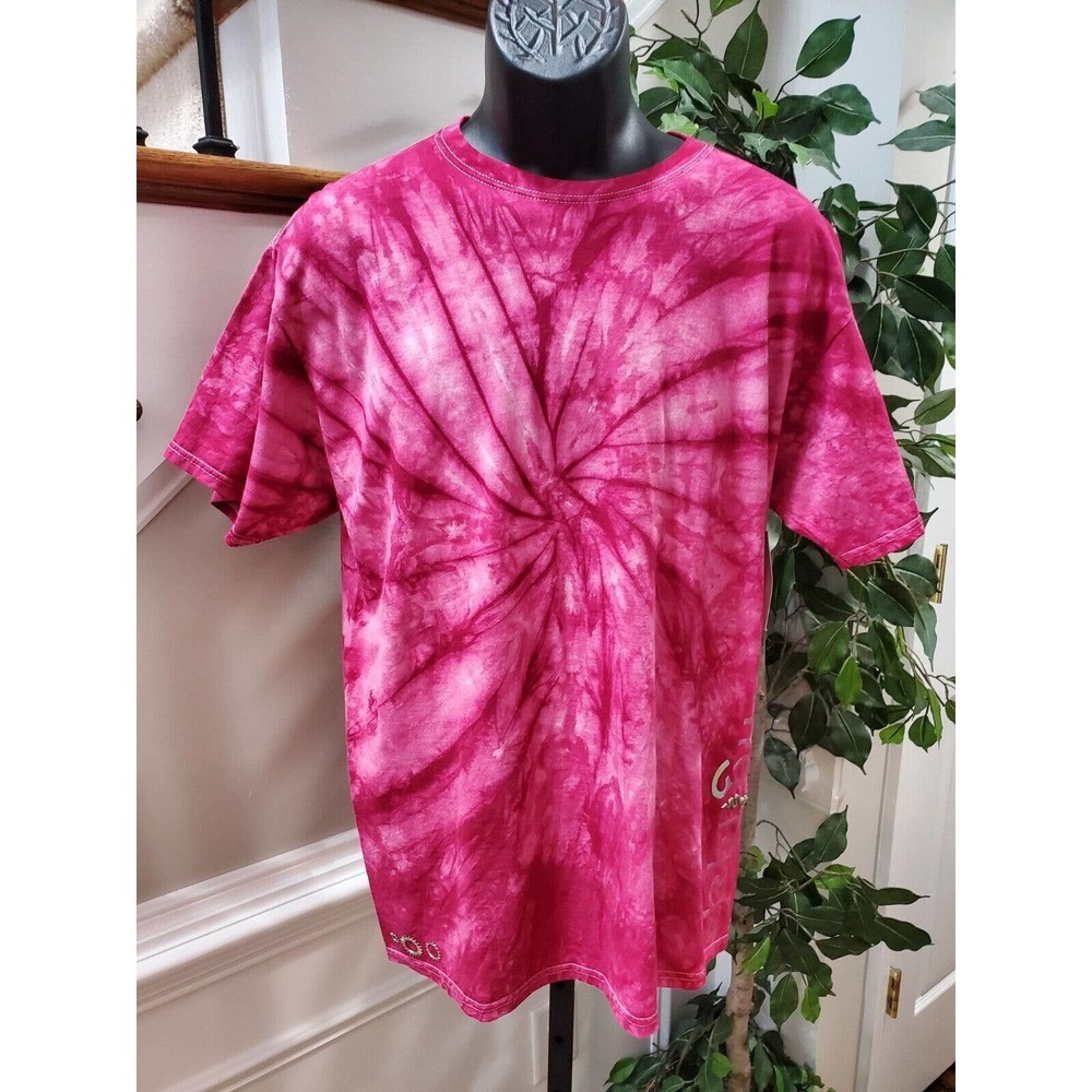 Medal Gear Men Pink Tie Dye Cotton Short Sleeve Crew Neck Casual T-Shirt Size L